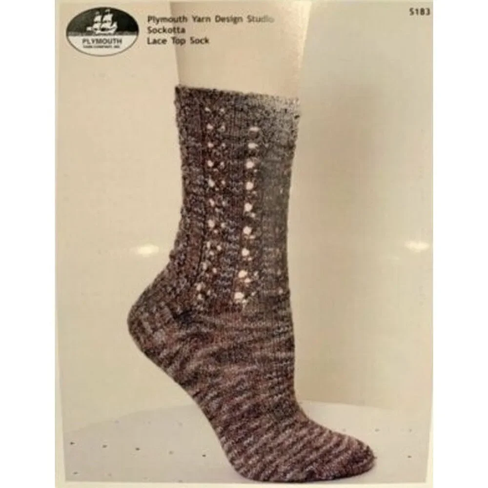 New Plymouth Yarn Design Studio S183 Sockotta Lace Top Sock Knitting Pattern